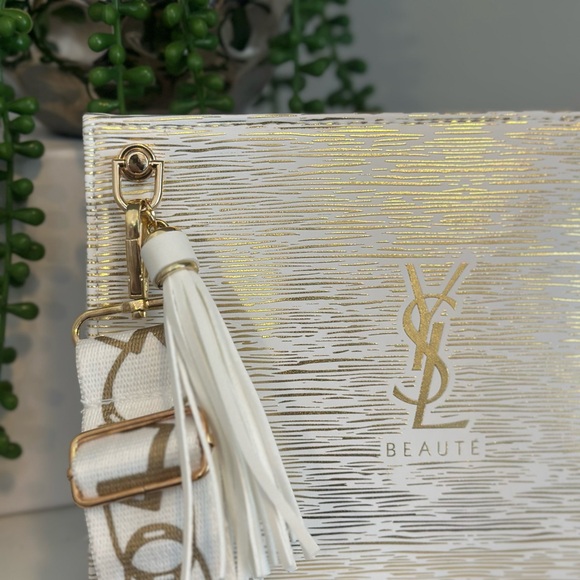 YSL Beaute Makeup Bag White and Gold New - Picture 5 of 5